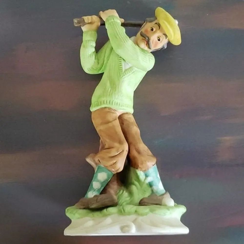 GREAT DAD'S DAY GIFT! Vintage Lefton Old Man Golfing Porcelain Figurine #2776